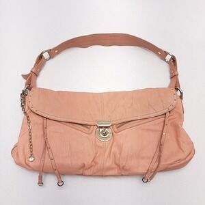 Hayden Harnett Handbag Salmon Coral Soft Leather Shoulder Bag‎ Purse Twist Lock